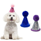 Maxbell Pets Accessories with Headband Birthday Hat for Pets Birthday Party Kitten Purple