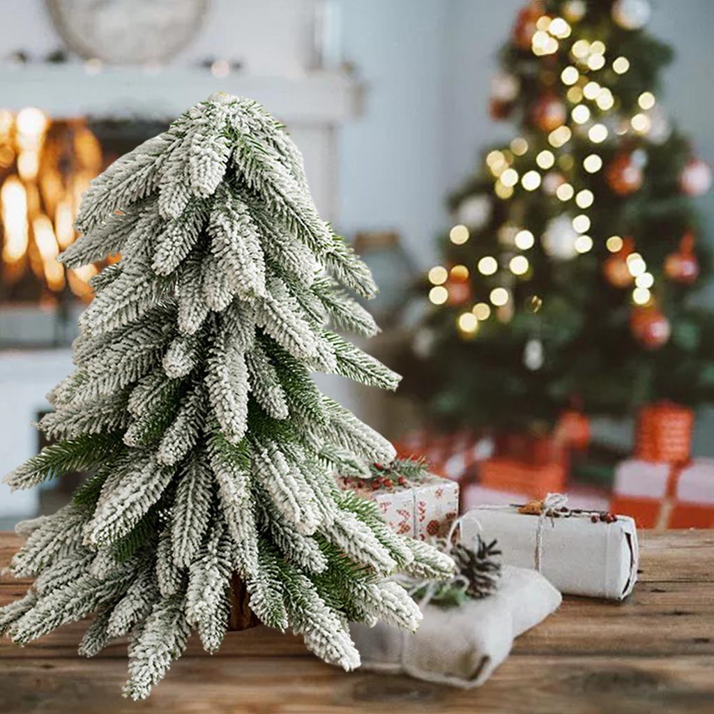 Maxbell 15.7" Tall Christmas Tree Dining Room Festival Xmas Trees Snow Green Tree
