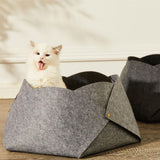 Maxbell Cat Bed Sleeping Felt Mat for Kitten Puppy Transformable Warm Lounge Soft Light Gray