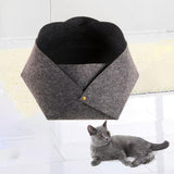 Maxbell Cat Bed Sleeping Felt Mat for Kitten Puppy Transformable Warm Lounge Soft Dark Gray