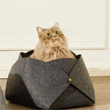 Maxbell Cat Bed Sleeping Felt Mat for Kitten Puppy Transformable Warm Lounge Soft Dark Gray