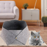 Maxbell Cat Bed Sleeping Felt Mat for Kitten Puppy Transformable Warm Lounge Soft Dark Gray