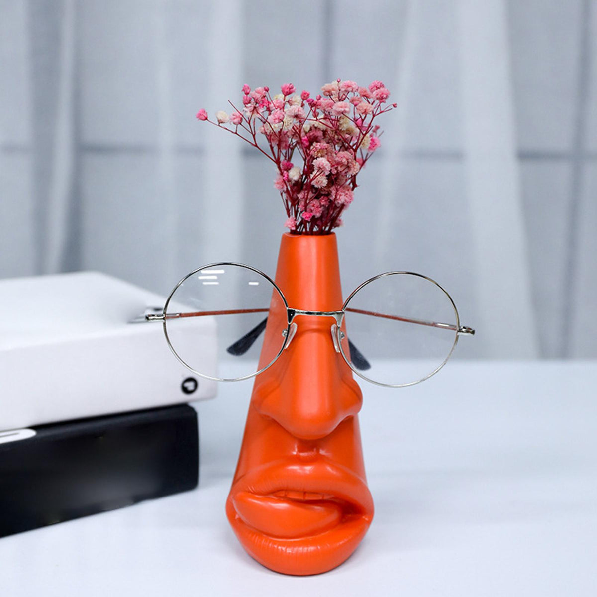 Maxbell 2 in 1 Glasses Stand Holder Resin Sculpture Desktop Eyeglass Red