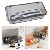 Maxbell Makeup Brush Box Stackable Plastic Portable for Jewelry Makeup Brushes Gray