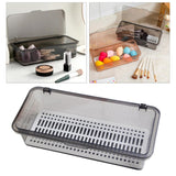 Maxbell Makeup Brush Box Stackable Plastic Portable for Jewelry Makeup Brushes Gray