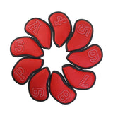 Maxbell 9Pcs Golf Iron Headcover Club Head Cover Set 4,5,6,7,8,9,P,A,S Wrap Red