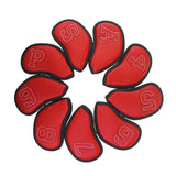 Maxbell 9Pcs Golf Iron Headcover Club Head Cover Set 4,5,6,7,8,9,P,A,S Wrap Red