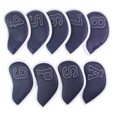 Maxbell 9Pcs Golf Iron Headcover Club Head Cover Set 4,5,6,7,8,9,P,A,S Wrap Blue