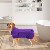 Maxbell Adjustable Dog Bathrobe Bath Towel Fast Drying Grooming Accessory Purple S