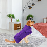 Maxbell Adjustable Dog Bathrobe Bath Towel Fast Drying Grooming Accessory Purple S