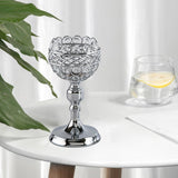 Maxbell Crystal Candle Holder Tealight Desk Candlestick for Dining Room Silver L