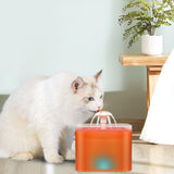 Maxbell 2L Cat Water Fountain Quiet Feeder Cats Waterfall Drinking Bowl Orange