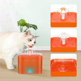 Maxbell 2L Cat Water Fountain Quiet Feeder Cats Waterfall Drinking Bowl Orange