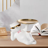 Maxbell Cat Statue Vanity Tray Dresser Cosmetic Organizer Home Bathroom Decor White