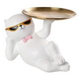 Maxbell Cat Statue Vanity Tray Dresser Cosmetic Organizer Home Bathroom Decor White