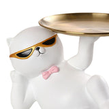 Maxbell Cat Statue Vanity Tray Dresser Cosmetic Organizer Home Bathroom Decor White