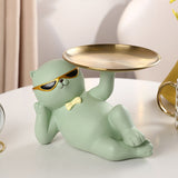 Maxbell Cat Statue Vanity Tray Dresser Cosmetic Organizer Home Bathroom Decor Green