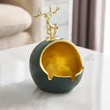 Maxbell Resin Fawn Ashtray Centerpiece Deer Statue for Indoor Outdoor Desk Mens Gift Green