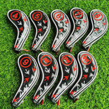 Maxbell 9pcs Golf Head Cover Club Wedge Iron Protective Headcovers Golf Accessories Black