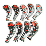 Maxbell 9pcs Golf Head Cover Club Wedge Iron Protective Headcovers Golf Accessories Black