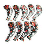 Maxbell 9pcs Golf Head Cover Club Wedge Iron Protective Headcovers Golf Accessories Black