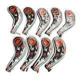 Maxbell 9pcs Golf Head Cover Club Wedge Iron Protective Headcovers Golf Accessories Black