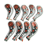 Maxbell 9pcs Golf Head Cover Club Wedge Iron Protective Headcovers Golf Accessories Black