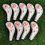 Maxbell 9pcs Golf Head Cover Club Wedge Iron Protective Headcovers Golf Accessories Red