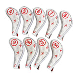 Maxbell 9pcs Golf Head Cover Club Wedge Iron Protective Headcovers Golf Accessories Red