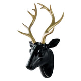 Maxbell 3D Deer Head Statue Wall Mount Animal Figurines Home Office Decor Black Gold