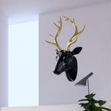 Maxbell 3D Deer Head Statue Wall Mount Animal Figurines Home Office Decor Black Gold