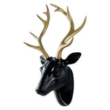 Maxbell 3D Deer Head Statue Wall Mount Animal Figurines Home Office Decor Black Gold