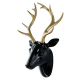 Maxbell 3D Deer Head Statue Wall Mount Animal Figurines Home Office Decor Black Gold
