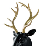 Maxbell 3D Deer Head Statue Wall Mount Animal Figurines Home Office Decor Black Gold