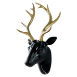 Maxbell 3D Deer Head Statue Wall Mount Animal Figurines Home Office Decor Black Gold