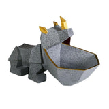 Maxbell Rhino Figurine Storage Box Statue Decoration Key Container for Desktop Gray