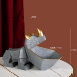 Maxbell Rhino Figurine Storage Box Statue Decoration Key Container for Desktop Gray