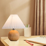 Maxbell Table Lamp Bedside Night Light Modern for Office Livingroom Wood Base