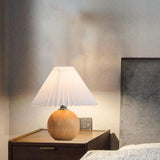 Maxbell Table Lamp Bedside Night Light Modern for Office Livingroom Wood Base