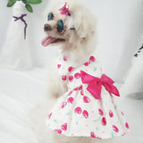 Maxbell Pet Dog Clothes Cat Puppy Bow Skirt Cherry Princess Dress Small Dog Apparel