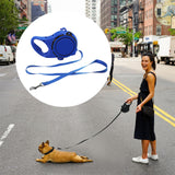 Maxbell Retractable Dog Leash 1.2M Durable Nylon Tape with Pet Food Bowl Outdoor Blue