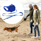 Maxbell Retractable Dog Leash 1.2M Durable Nylon Tape with Pet Food Bowl Outdoor Blue