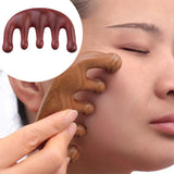 Maxbell Wood Facial Massage Comb Massager Handmade Head Scalp Massage for Women Men Red