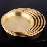 Maxbell Nordic Style Brass Tray Dinnerware Decorative Steak Tray for Home Kitchen 240x30mm