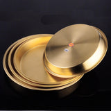 Maxbell Nordic Style Brass Tray Dinnerware Decorative Steak Tray for Home Kitchen 240x30mm