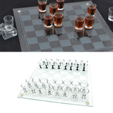 Maxbell Shot Glass Chess Set Chessboard and 32 Clear Wine Cups Entertainment Tool S