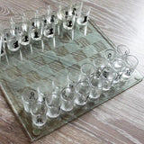 Maxbell Shot Glass Chess Set Chessboard and 32 Clear Wine Cups Entertainment Tool S