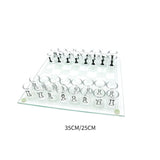 Maxbell Shot Glass Chess Set Chessboard and 32 Clear Wine Cups Entertainment Tool L