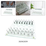 Maxbell Shot Glass Chess Set Chessboard and 32 Clear Wine Cups Entertainment Tool L