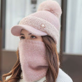 Maxbell Warm Beanie Hat Scarf Set Skull Caps Knit Slouchy Snow Ski Cycling  Pink